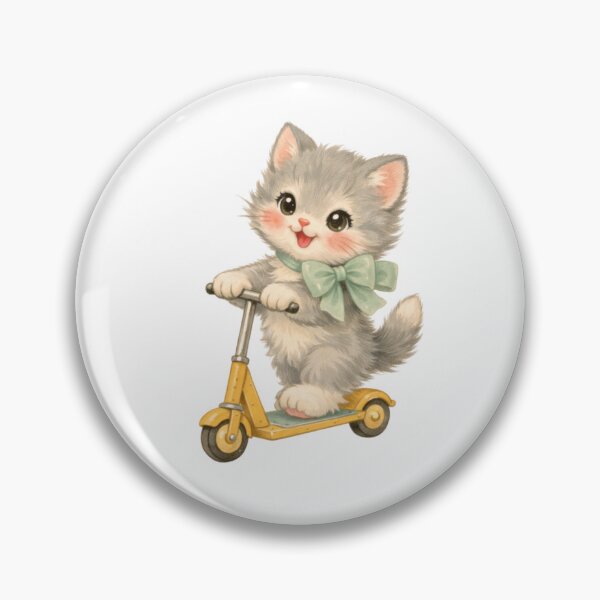 Item preview, Cute Gray Kitten on Scooter – Babycore Pastel Nursery Illustration, Kawaii Cat Art designed and sold by SirensSageStone.