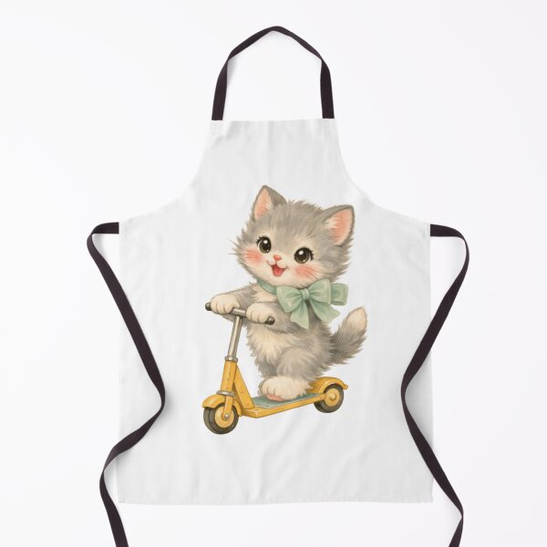 Item preview, Cute Gray Kitten on Scooter – Babycore Pastel Nursery Illustration, Kawaii Cat Art designed and sold by SirensSageStone.