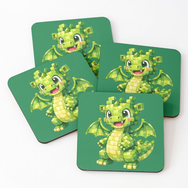 Item preview, Square Watercolour Dragon – Cute Green Geometric Fantasy Dragon designed and sold by inspired-works.