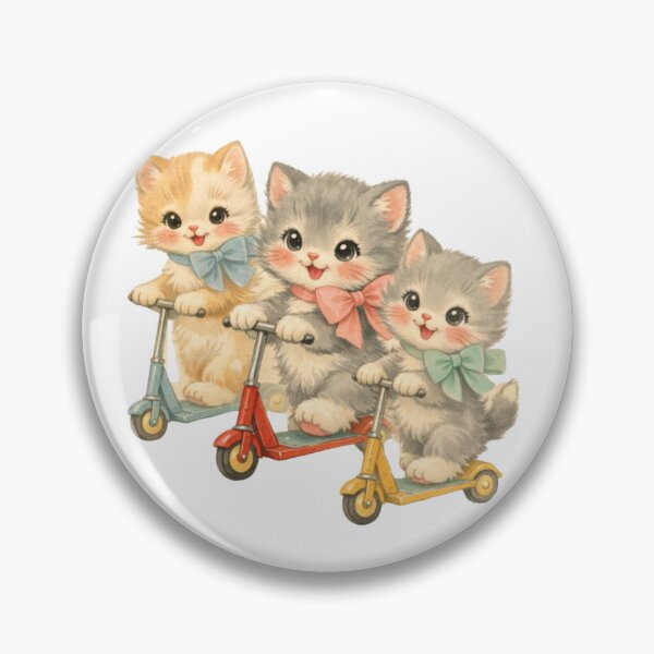 Item preview, Cute Kittens on Scooters – Babycore Pastel Nursery Illustration, Kawaii Cat Friends Art designed and sold by SirensSageStone.
