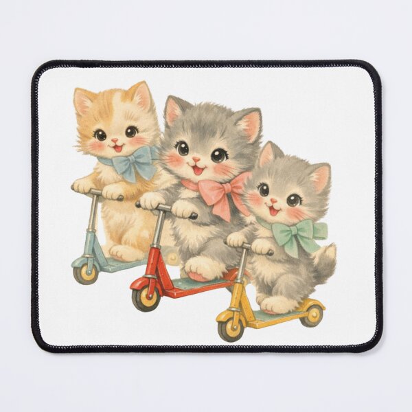 Item preview, Cute Kittens on Scooters – Babycore Pastel Nursery Illustration, Kawaii Cat Friends Art designed and sold by SirensSageStone.