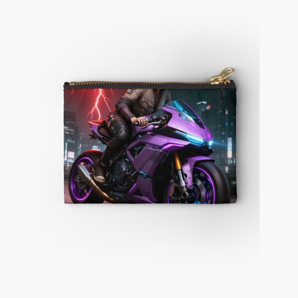 Item preview, Cyberpunk girl on sports motorbike, evil red lightning designed and sold by aykiradesigns.
