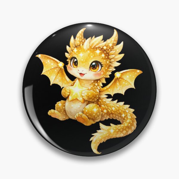 Item preview, Solari the Star Dragon - Sweet Adorable Golden Fantasy Dragon Illustration designed and sold by inspired-works.