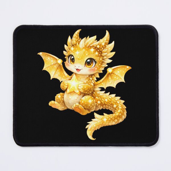 Item preview, Solari the Star Dragon - Sweet Adorable Golden Fantasy Dragon Illustration designed and sold by inspired-works.