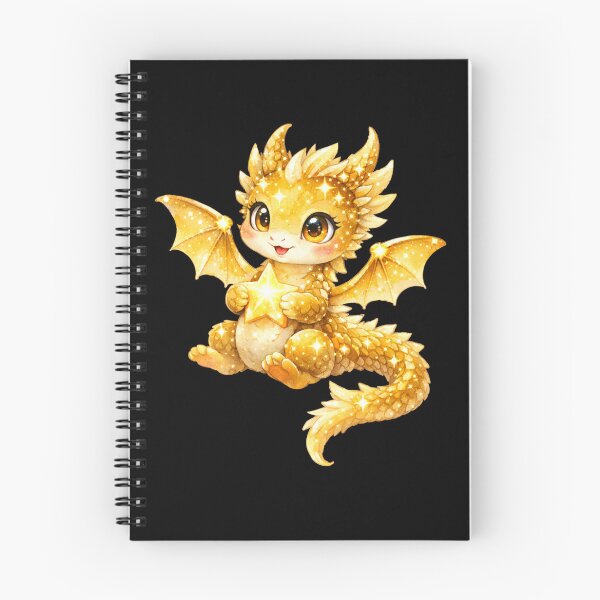 Item preview, Solari the Star Dragon - Sweet Adorable Golden Fantasy Dragon Illustration designed and sold by inspired-works.