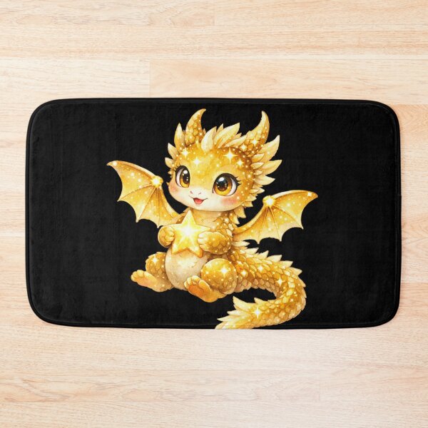 Item preview, Solari the Star Dragon - Sweet Adorable Golden Fantasy Dragon Illustration designed and sold by inspired-works.