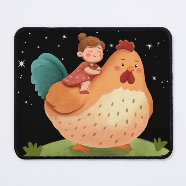 Item preview, Girl Riding a Chicken Mount Under a Starry Night Sky designed and sold by bumblebrush.