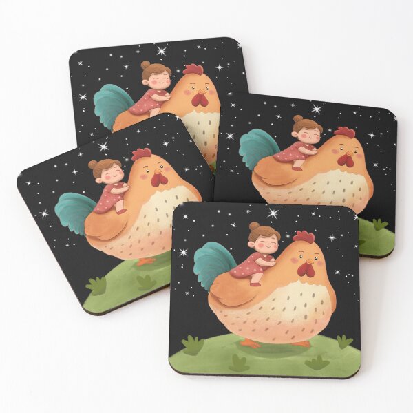 Item preview, Girl Riding a Chicken Mount Under a Starry Night Sky designed and sold by bumblebrush.