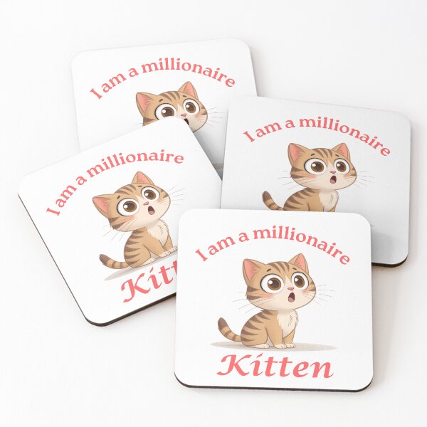 Item preview, I Am a Millionaire Kitten – Cute Motivational Cartoon Cat designed and sold by Love3Happy.