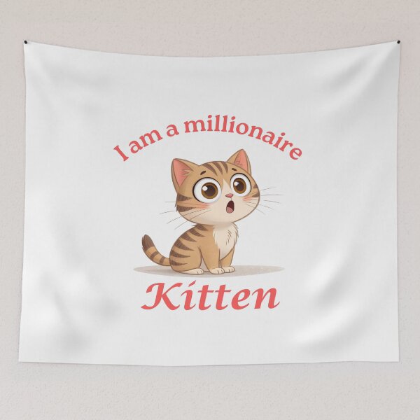 Item preview, I Am a Millionaire Kitten – Cute Motivational Cartoon Cat designed and sold by Love3Happy.