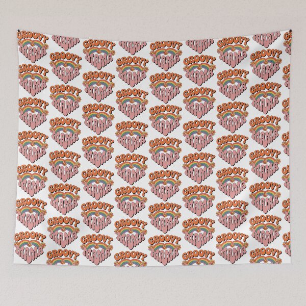 Item preview, Groovy Mama, Retro Vintage Groovy Flowers and Rainbow designed and sold by graphic-genie.