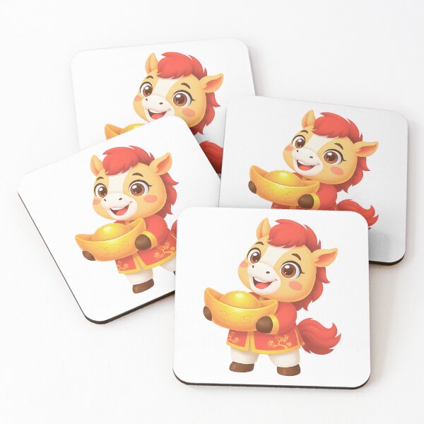 Item preview, Cute Horse Holding Golden Ingot designed and sold by IN Tales.