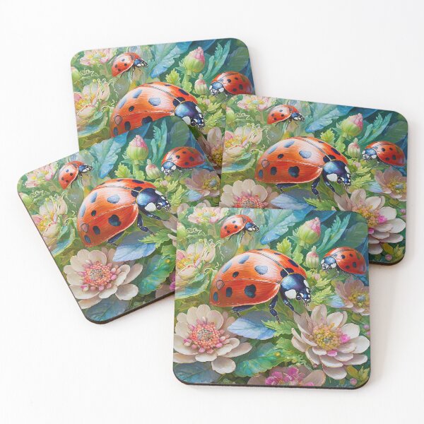 Item preview, Ladybugs among Lush Flowers designed and sold by purplesensation.