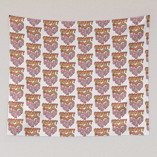 Item preview, Groovy Mama, Retro Vintage Groovy Flowers and Rainbow designed and sold by graphic-genie.