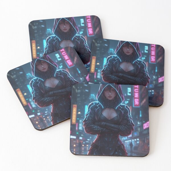 Item preview, Neon Sentinel Cyberpunk Hooded Girl in Futuristic Night City designed and sold by Element Horizon Studio.