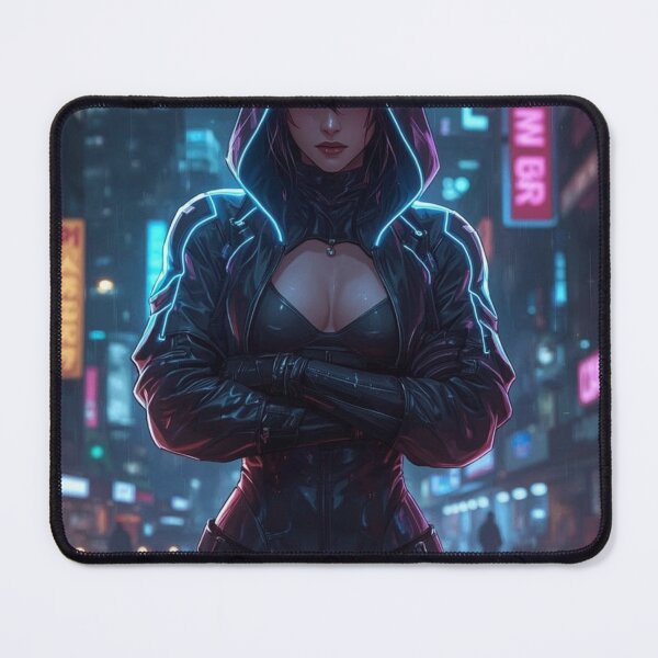 Item preview, Neon Sentinel Cyberpunk Hooded Girl in Futuristic Night City designed and sold by Element Horizon Studio.