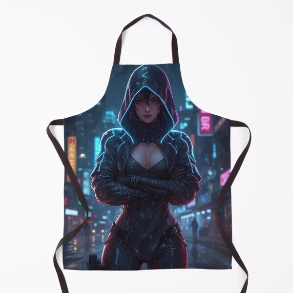 Item preview, Neon Sentinel Cyberpunk Hooded Girl in Futuristic Night City designed and sold by Element Horizon Studio.