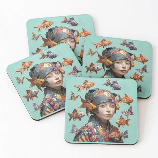 Item preview, Origami Woman with Koi and Butterflies designed and sold by Tridentulus.