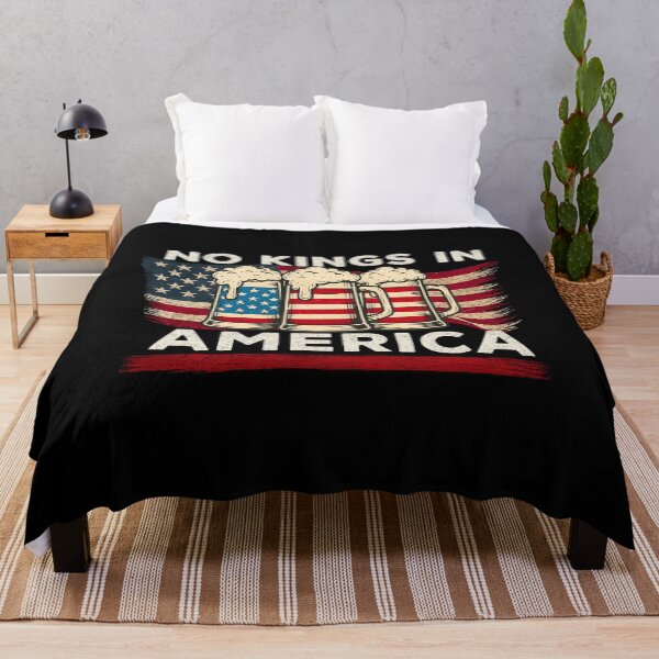 Item preview, No Kings in America Quote with American Flag Beer Mugs – Vintage Patriotic Americana Art designed and sold by flagylART.
