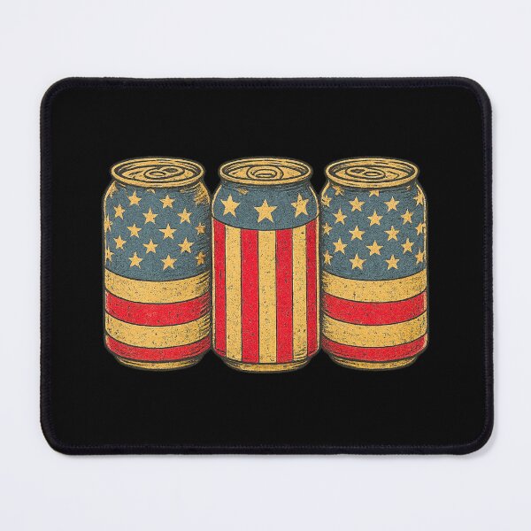 Item preview, American Flag Beer Cans Illustration – Vintage Americana Patriotic Art designed and sold by flagylART.