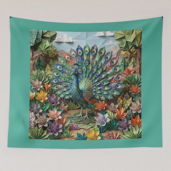 Item preview, Origami Peacock in Flower Garden designed and sold by Tridentulus.