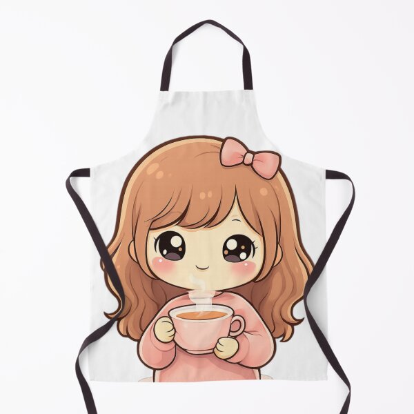 Item preview, Cute Kawaii Girl Drinking Tea Illustration | Cozy Chibi Coffee Girl Art for Stickers, T-Shirts & Digital Products designed and sold by CozyPops.