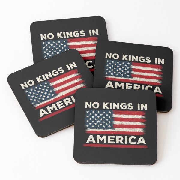 Item preview, No Kings in America Quote with Distressed USA Flag – Vintage Freedom Statement Art designed and sold by flagylART.