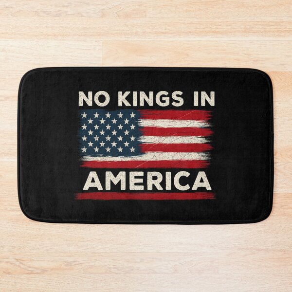 Item preview, No Kings in America Quote with Distressed USA Flag – Vintage Freedom Statement Art designed and sold by flagylART.