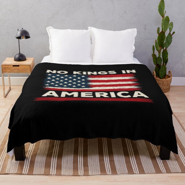 Item preview, No Kings in America Quote with Distressed USA Flag – Vintage Freedom Statement Art designed and sold by flagylART.