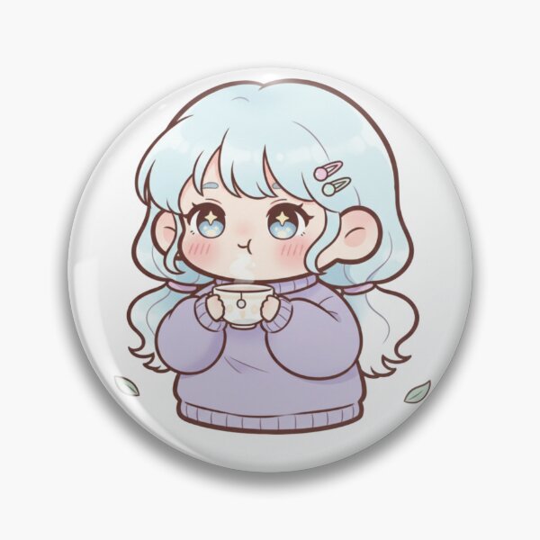 Item preview, Cute Kawaii Coffee Girl Illustration | Cozy Pastel Chibi Character for Stickers & POD designed and sold by CozyPops.