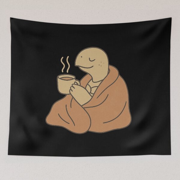 Item preview, Cozy Turtle Sipping Tea - Slow Living Minimalist Design designed and sold by MKreative Studio.