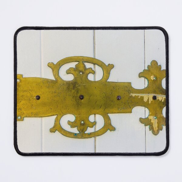 Item preview, Ornate Brass Door Hinge With Vintage Decorative Hardware on White Wood Door designed and sold by Nmallia.