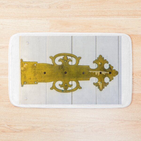 Item preview, Ornate Brass Door Hinge With Vintage Decorative Hardware on White Wood Door designed and sold by Nmallia.