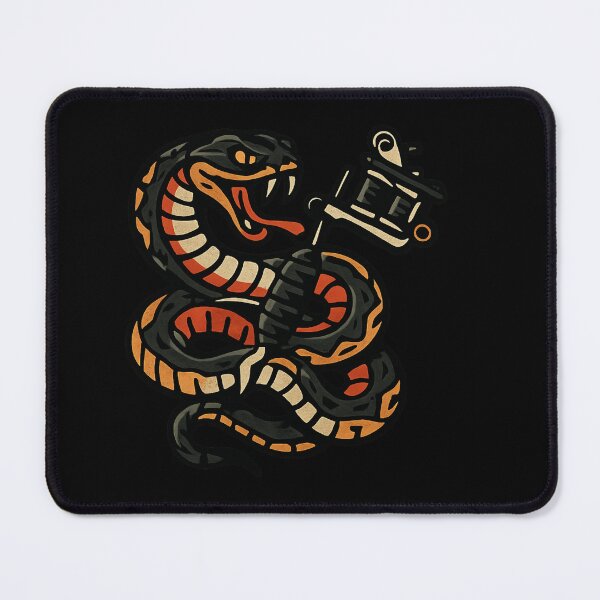 Item preview, Coiled Snake with Tattoo Machine - Bold Traditional Ink Design designed and sold by MKreative Studio.