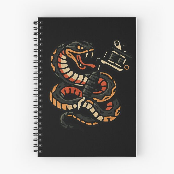 Item preview, Coiled Snake with Tattoo Machine - Bold Traditional Ink Design designed and sold by MKreative Studio.