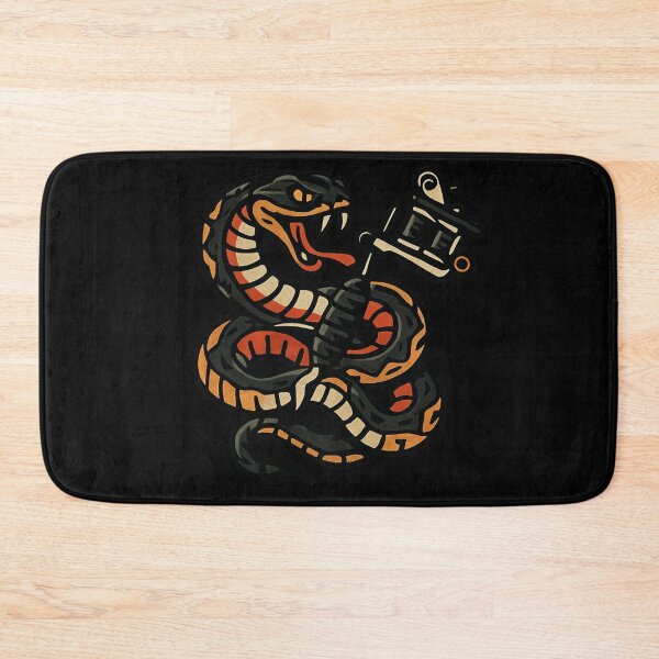 Item preview, Coiled Snake with Tattoo Machine - Bold Traditional Ink Design designed and sold by MKreative Studio.