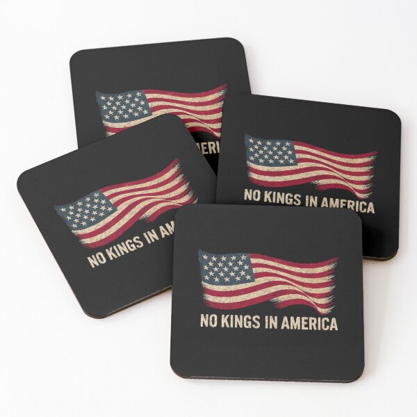 Item preview, No Kings in America with Waving USA Flag – Vintage Patriotic Freedom Art designed and sold by flagylART.