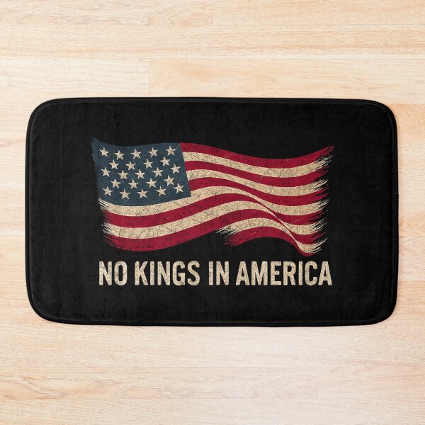 Item preview, No Kings in America with Waving USA Flag – Vintage Patriotic Freedom Art designed and sold by flagylART.