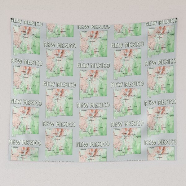 Item preview, New Mexico State Topographic Map & Cities designed and sold by mashmosh.