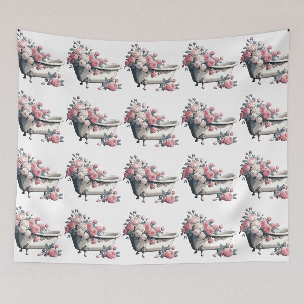Item preview, lovely vintage bath with pink roses designed and sold by nicnacc.