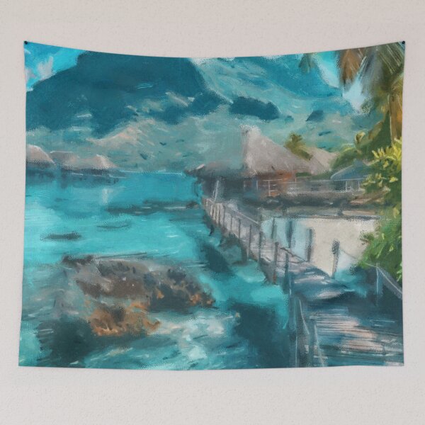 Item preview, Tropical Paradise – Overwater Bungalows and Turquoise Lagoon designed and sold by Keyblo-one.