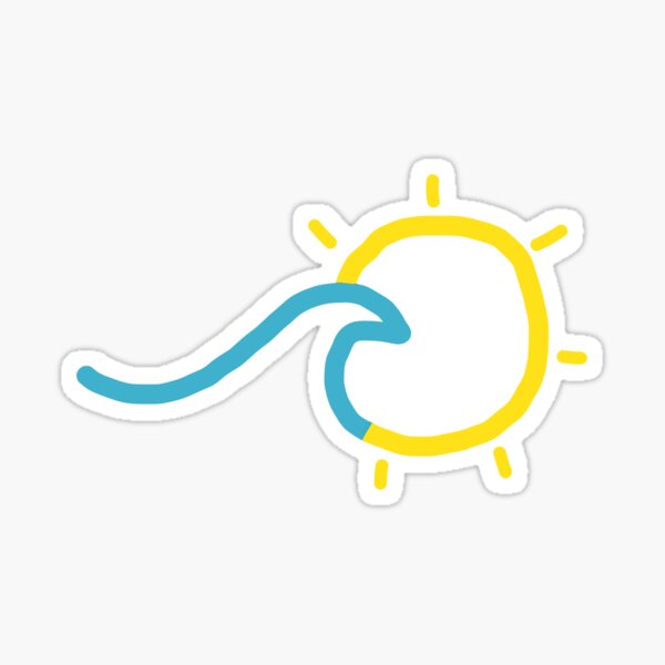 blue wave into yellow sun Sticker