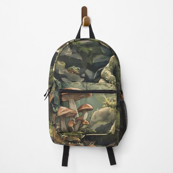 Item preview, Dark Forest Goblin Illustration – Fantasy Creature with Mushrooms & Frogs designed and sold by iwzzuel.