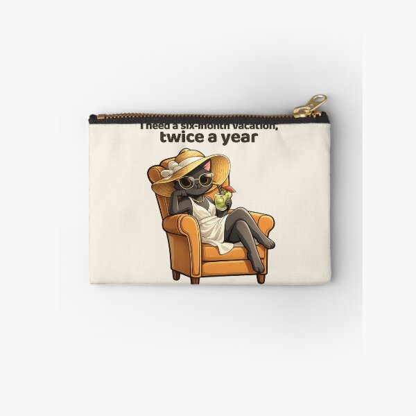 Item preview, I Need a Six-Month Vacation Twice a Year – Funny Relaxed Black Cat Holiday Design designed and sold by MagicMeow1.