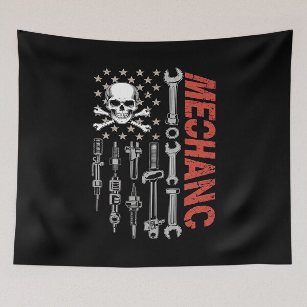 Item preview, American Mechanic Flag Bold Patriotic Garage Tools Art designed and sold by KotexTemu.