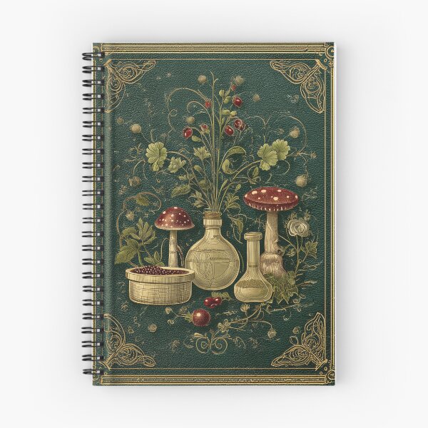 Item preview, Victorian Book Cover with Botanical and Alchemical Motifs designed and sold by GildedPagesCo.