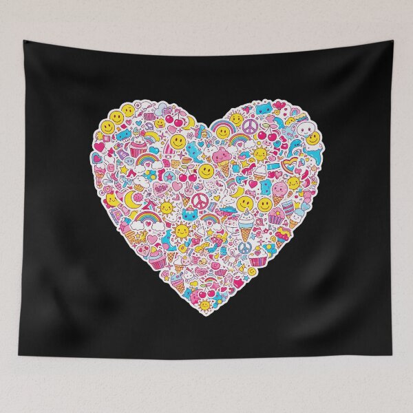 Item preview, Happy 90s Nostalgia Doodle Heart designed and sold by Dakson Design - Fantasy Art.