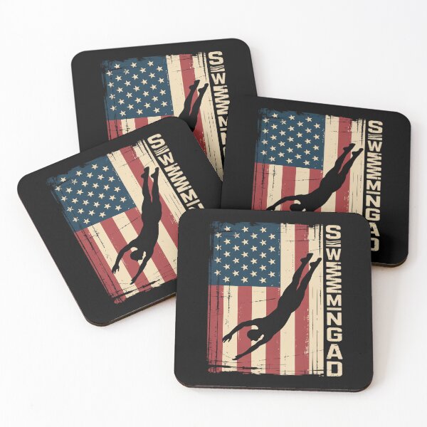 Item preview, Vintage American Flag Proud Swimming Dad Swimmer Silhouette  designed and sold by VerseFarm.