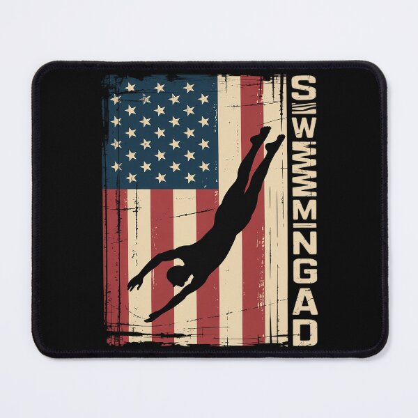 Item preview, Vintage American Flag Proud Swimming Dad Swimmer Silhouette designed and sold by VerseFarm.