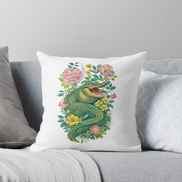 Item preview, Floral Alligator Illustration – Botanical Crocodile Art designed and sold by Senkov.